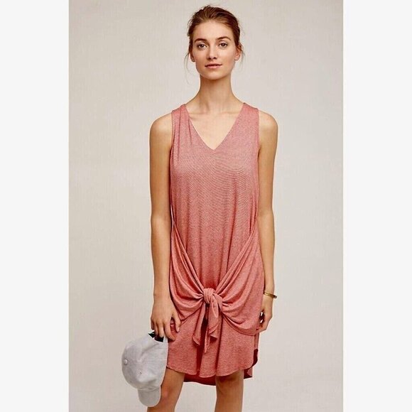 NWT!! Anthropologie DOLAN Tie Front Dress Stripe Resort Vacation ~ Medium Petite - Picture 1 of 14